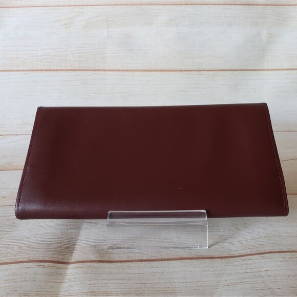 Cartier Paris Leather Bifold Long Checkbook Wallet Luxury Burgundy Designer - Picture 5 of 14